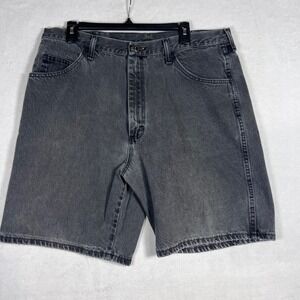 Wrangler Authentic Mens Black Denim Shorts Relaxed Fit Size 38 Cowboy Western